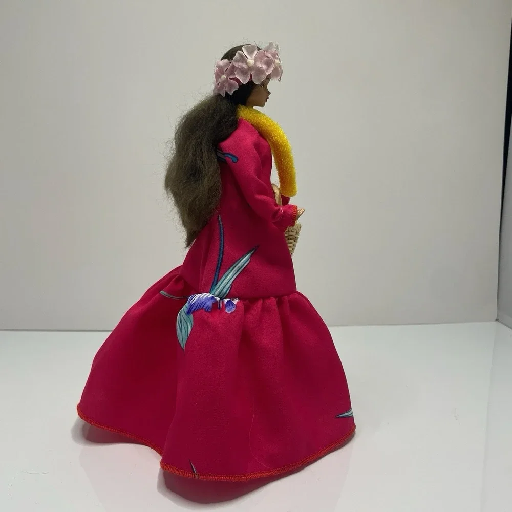 Vintage Makaleka‎ Hawaiian Doll Handmade Red Muumuu Dress Tapa Mache Face W. Tag
